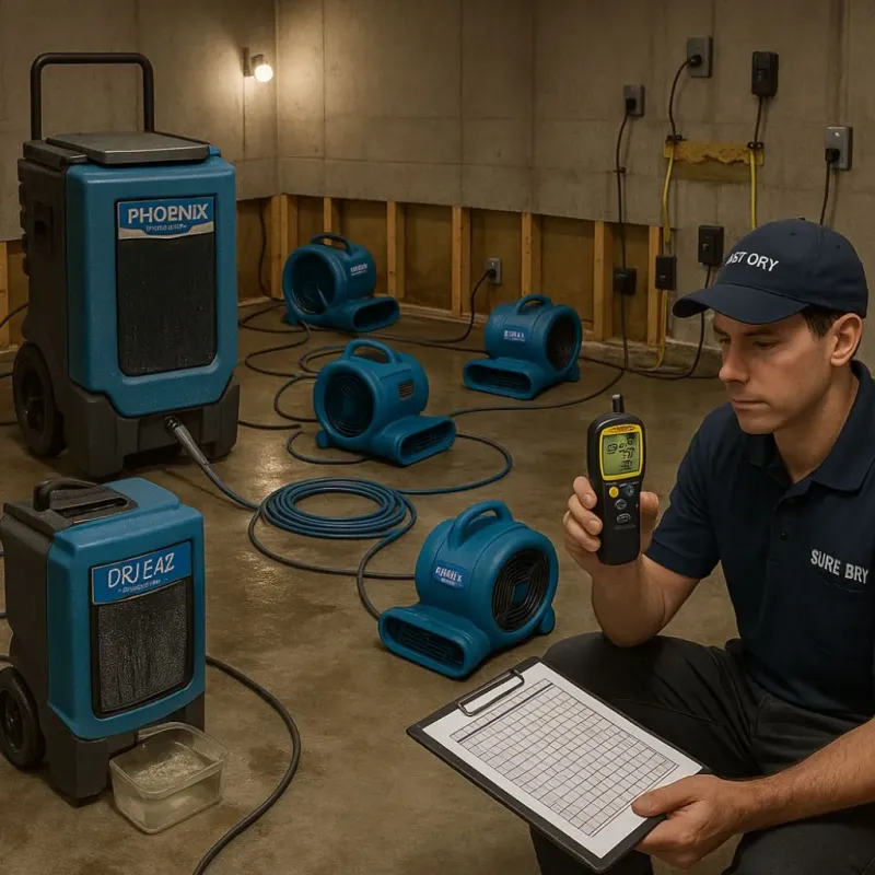 Structural Drying and Dehumidification process in San Benito, TX